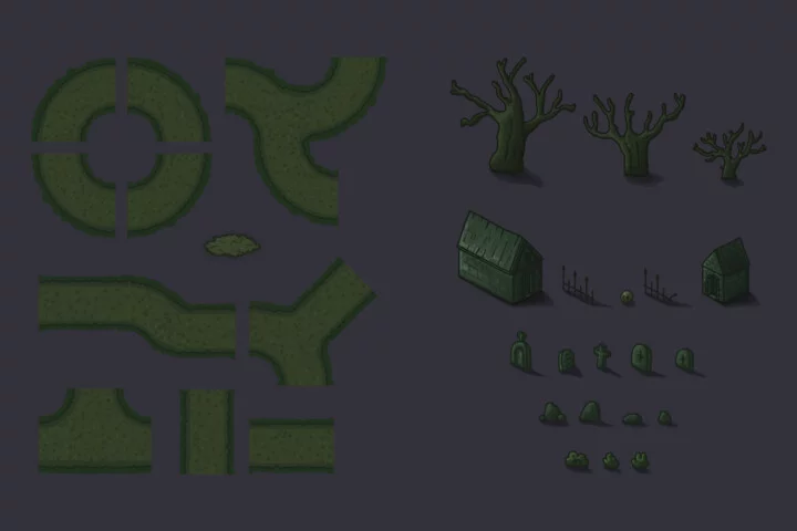 Top-Down 2D Game Vector Tileset for TD