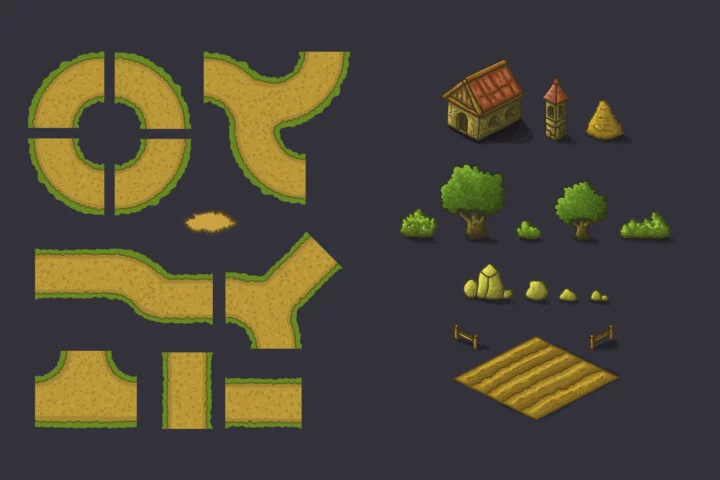 Top-Down 2D Game Vector Tileset for TD