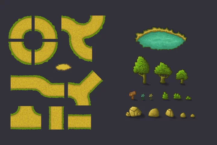 Top-Down 2D Game Vector Tileset for TD