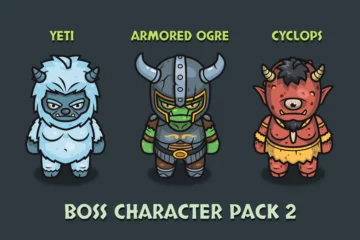 Top-Down Fantasy Boss Characters Pack 2 – Yeti, Ogre, Cyclops