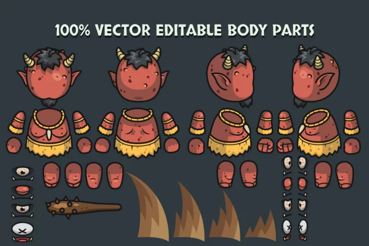 Top-Down Fantasy Boss Characters Pack 2 – Yeti, Ogre, Cyclops