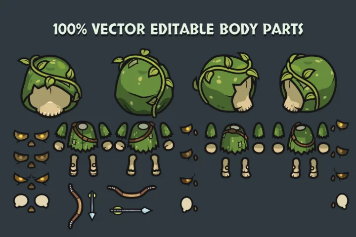 Top-Down Skeleton Characters Pack – Wizard, Knight, Archer