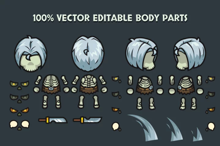 Top-Down Skeleton Characters Pack – Wizard, Knight, Archer
