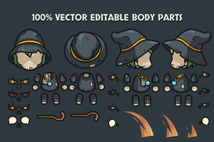 Top-Down Skeleton Characters Pack – Wizard, Knight, Archer