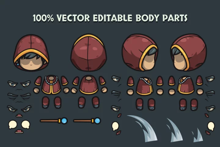 Top-Down Wizard Characters Pack – Male, Veteran, Female