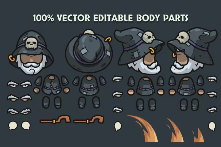 Top-Down Wizard Characters Pack – Male, Veteran, Female