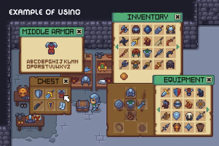 Armor and Weapons Pixel RPG Icons
