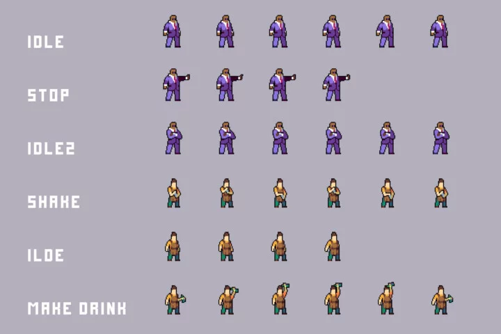 Cyberpunk Pixel Bar & Cafe NPC Asset Pack