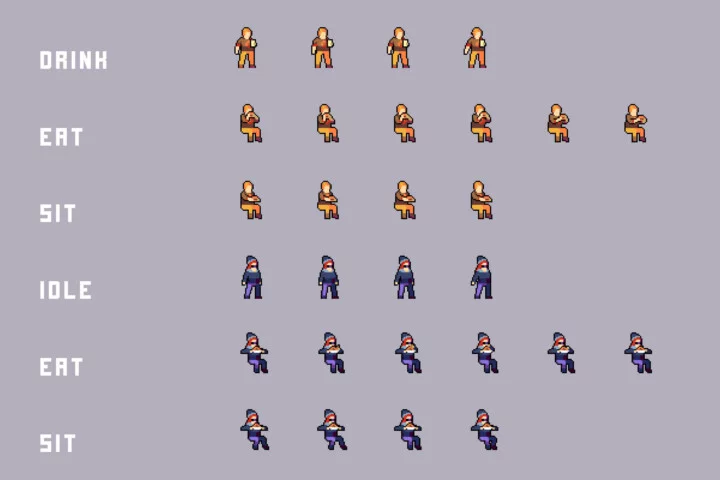 Cyberpunk Pixel Bar & Cafe NPC Asset Pack