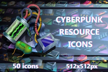 Cyberpunk Tech Resource 512×512 Icon Set