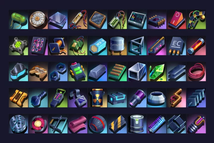 Cyberpunk Tech Resource 512×512 Icon Set