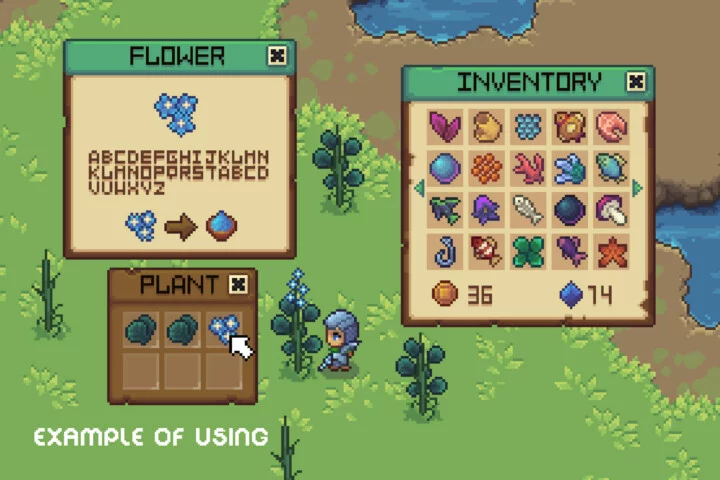 Fishing and Gathering Pixel Art RPG Icons