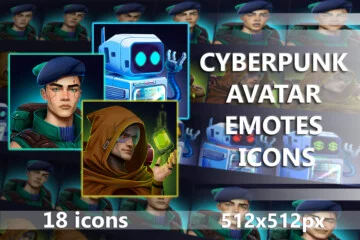 Futuristic Cyberpunk Avatar Icons Pack 512×512