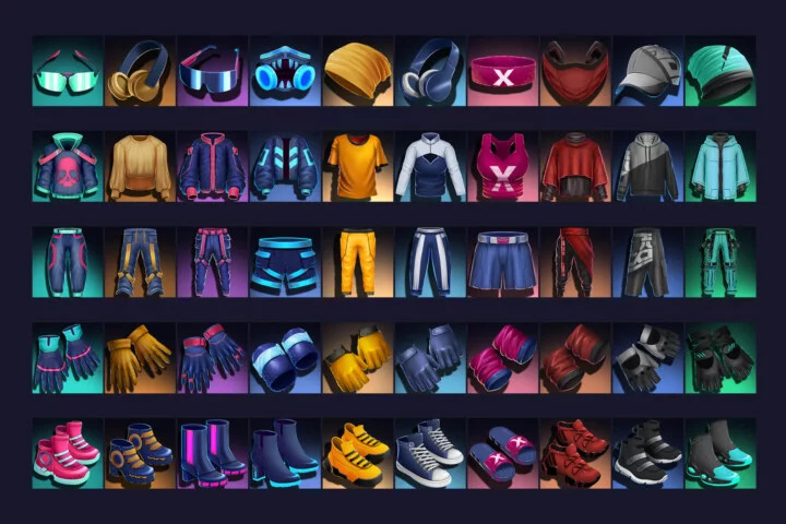 Futuristic Cyberpunk Clothing Icons Pack 512×512