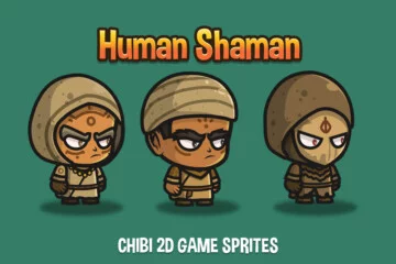 Human Shaman Chibi Character Sprites