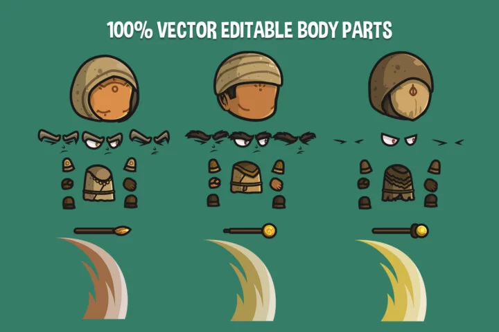 Human Shaman Chibi Character Sprites