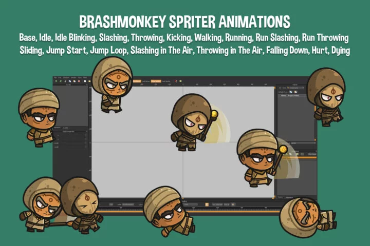 Human Shaman Chibi Character Sprites