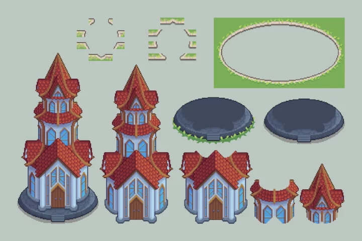 Mage Tower Top-Down Pixel Art Asset Pack