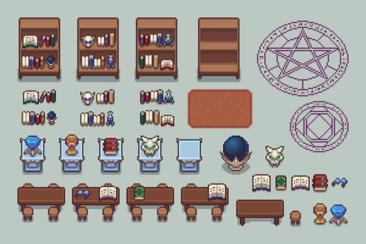 Mage Tower Top-Down Pixel Art Asset Pack