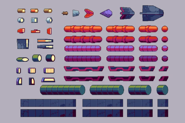 Pixel Art Underwater Submarine Constructor Pack