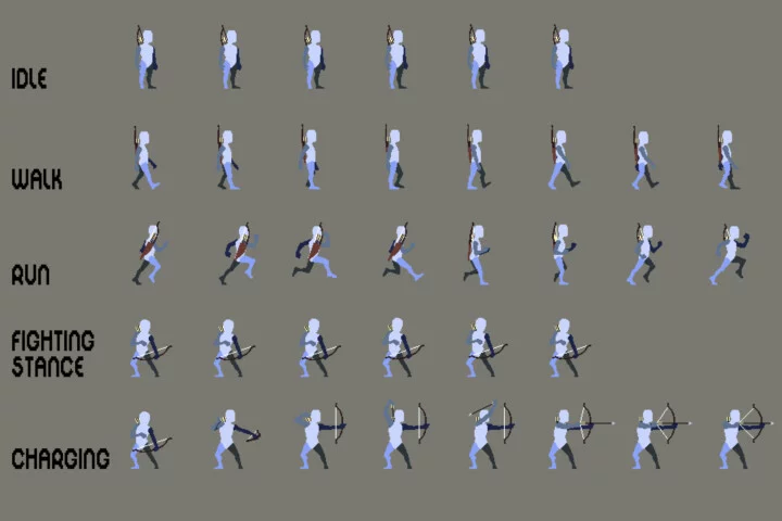 Prototype Archer Pixel Sprite Sheet