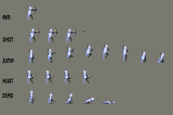 Prototype Archer Pixel Sprite Sheet