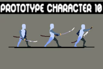 Prototype Saber Fighter Pixel Sprite Sheet