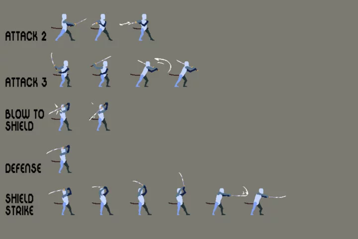 Prototype Saber Fighter Pixel Sprite Sheet