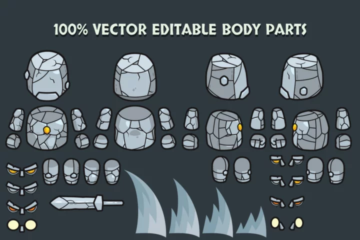 Top-Down Boss Characters Pack 3 – Rock, Earth, Ice Monsters