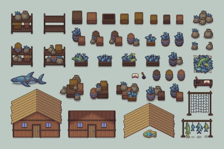 2D Pixel Fishing Village Pack: Dock, Interior, Boats & NPCs