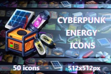 Free Cyberpunk Energy Items 512×512 Icon Pack
