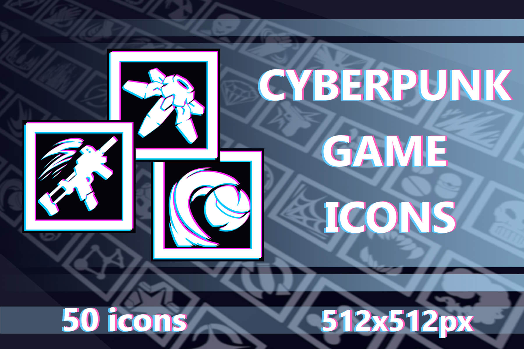 Free Cyberpunk Game 512x512 Icons for UI - CraftPix.net