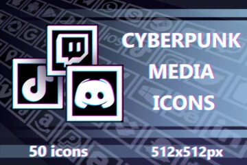 Free Media 512×512 Icons for Cyberpunk Game Set
