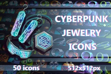 Futuristic Cyberpunk Jewelry Icons Pack 512×512
