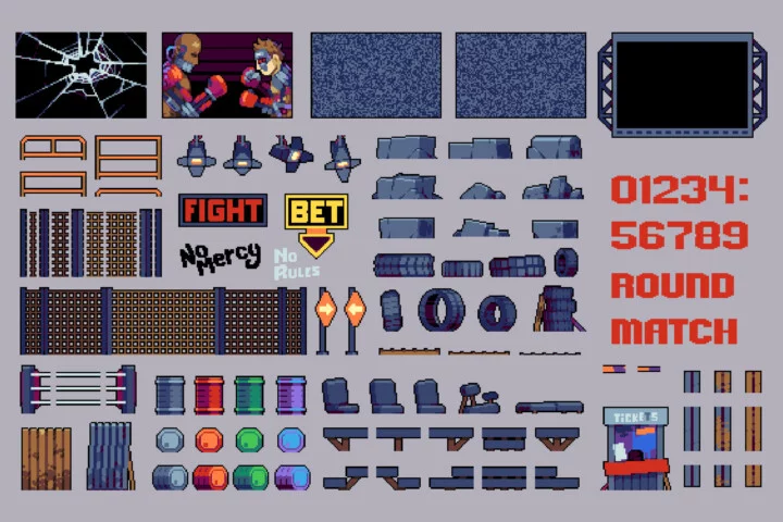 Underground Fighting Arena Pixel Asset Pack