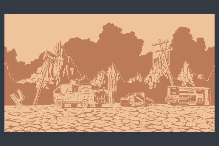1-Bit Pixel Desert Wasteland Backgrounds