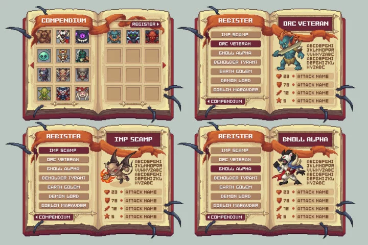 Bestiary Book Pixel Art Asset Pack