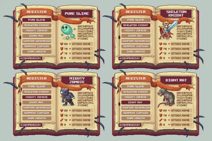 Bestiary Book Pixel Art Asset Pack