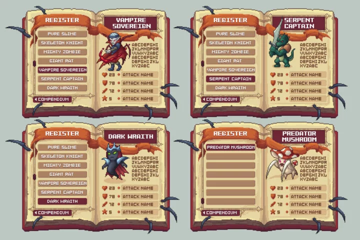 Bestiary Book Pixel Art Asset Pack