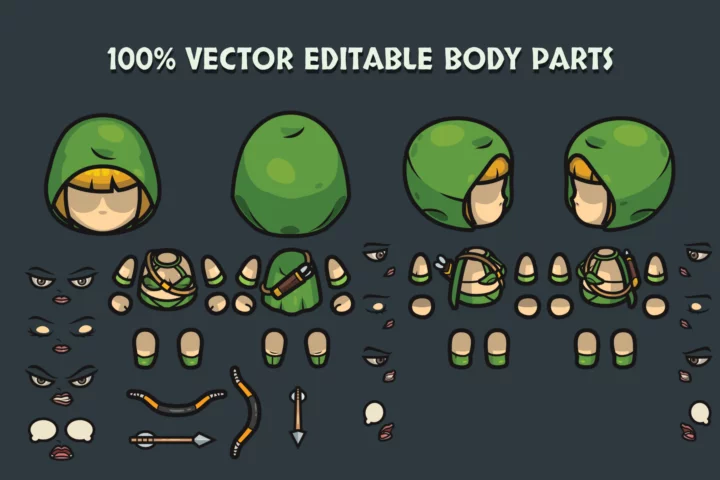 Fantasy Archer Top-Down Characters Pack