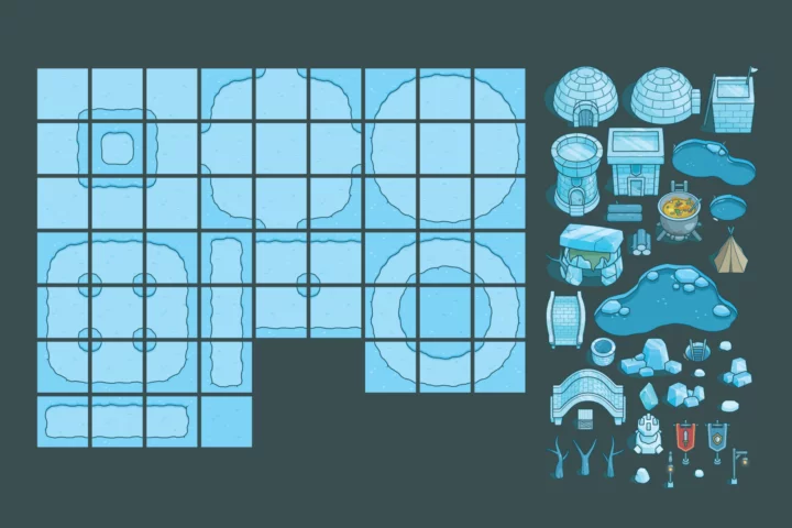 Ice Top-Down Location 2D Tileset