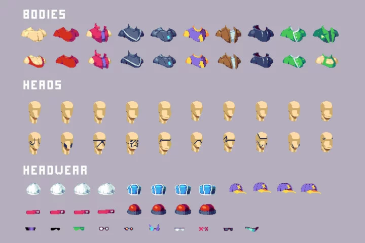 Cyberpunk Dialogue Pixel Character Portrait Builder Pack