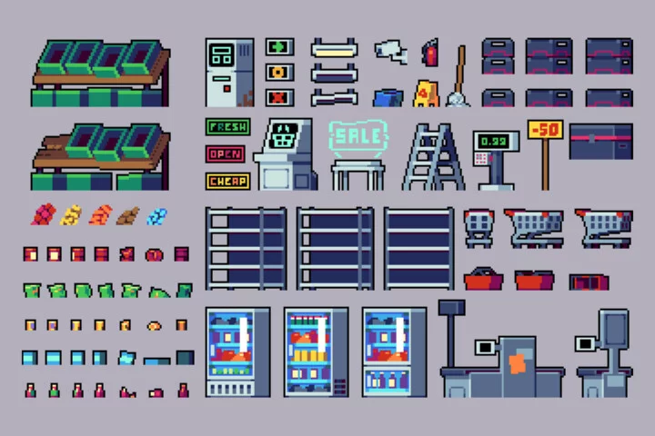 Cyberpunk Market Pixel Tileset & Environment Pack