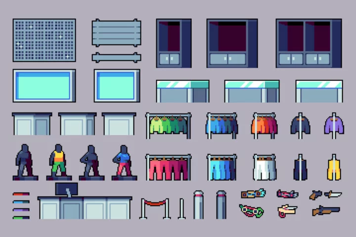 Cyberpunk Market Pixel Tileset & Environment Pack
