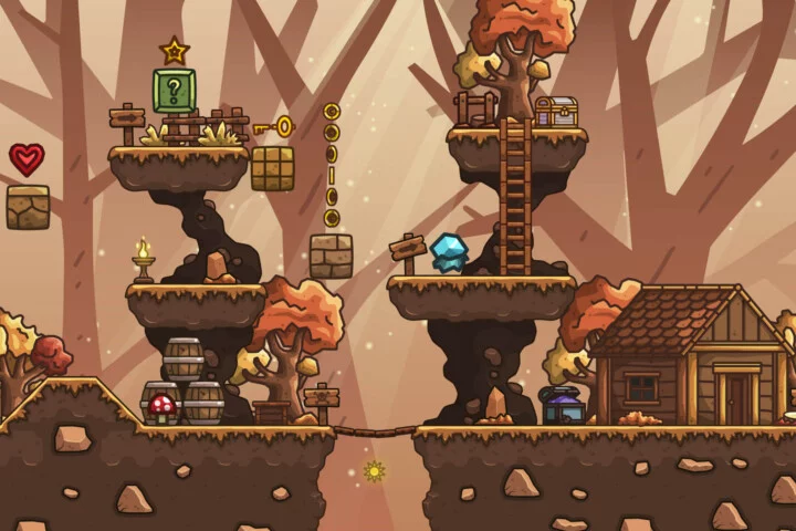 Free Autumn Forest 2D Platformer Tileset