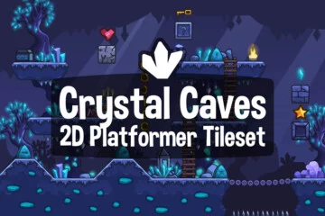 Free Crystal Caves 2D Platformer Tileset