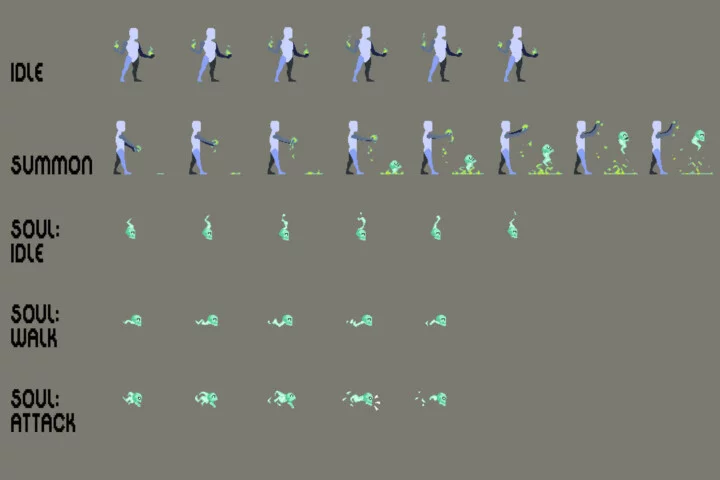 Free Necromancer Pixel Art Prototype Character Sprites