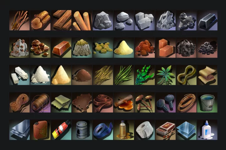 Free Post-Apocalypse Crafting and Resource Icons