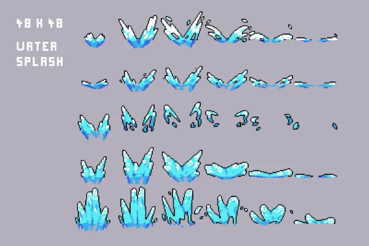 Game Water Effects & Splashes Pixel Pack