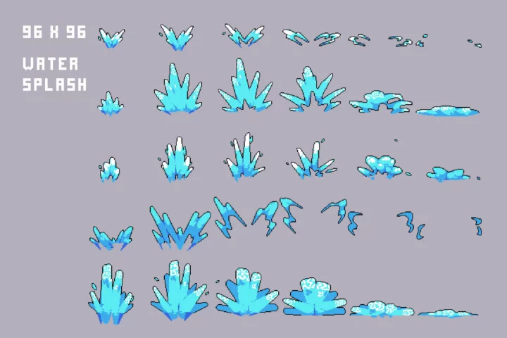Game Water Effects & Splashes Pixel Pack